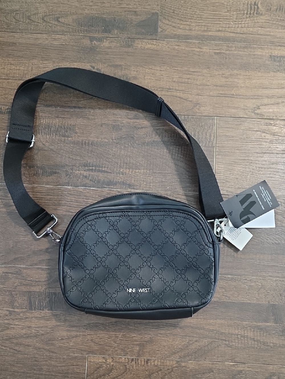 Nine West Black Kyleene Mini Quilted Logo Belt Bag